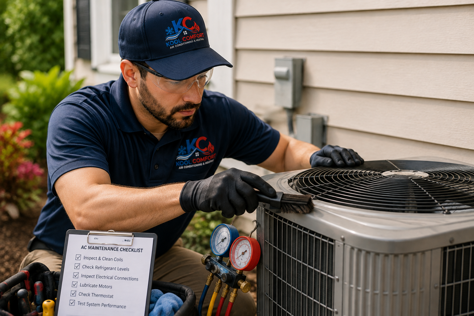 AC Maintenance performed by a licensed Kool Comfort technician